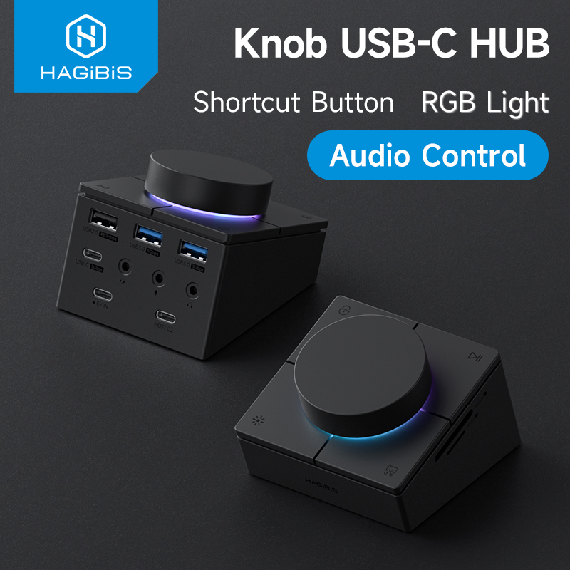 Mac Laptop Accessories - Hagibis-Knopf, USB-C-Hub mit Tastenkombinationen, Typ-C-Dockingstation, Lautstärkeregelung,
