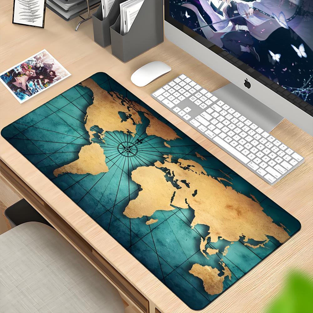 Laptop Accessories World - Mauspad, Weltkarte, Mauspad, Laptop-Tastatur, Herren, Retro-Büro,
